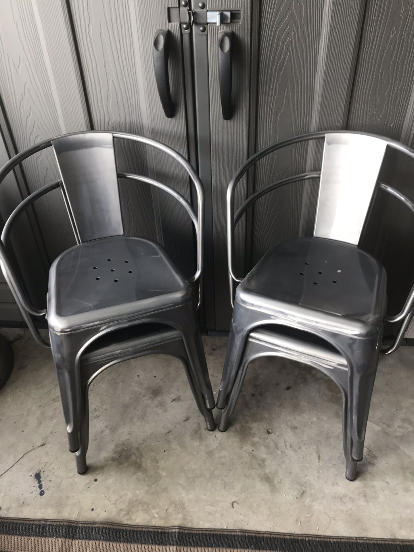 Grey Carlisle Metal Chairs - set of 4