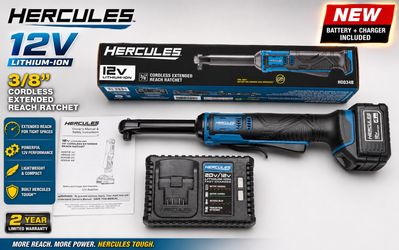 Hercules 3/8 Extended Reach Cordless Ratchet with Battery and Charger