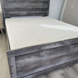 Gray Queen Bedframe and box spring