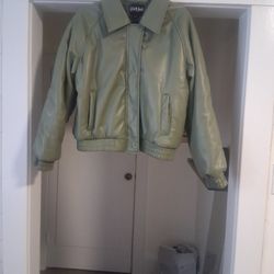 Moss Green faux Leather  Jacket