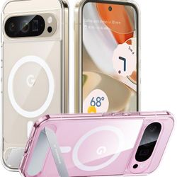 Pixel 9 Pro XL case, transparent with kickstand