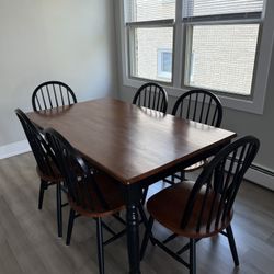 Solid Wood Dining Table  Set w/6 Chairs 
