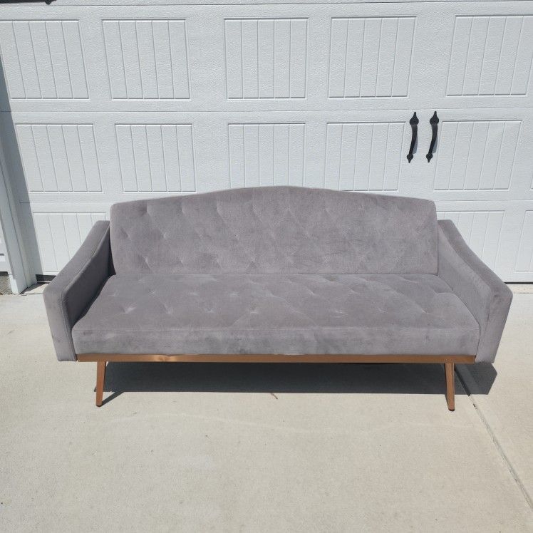 Gray Futon Couch Twin Bed Fold Down Rose Gold Metallic Student