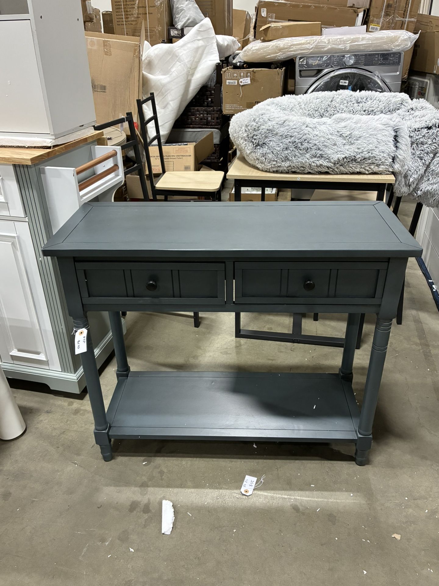 Newly Assembled 35.5 Inch Antique Entry Console Table with Drawers & Bottom Open Shelf, Solid Wood Sofa Couch Table for Entryway