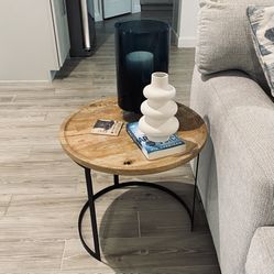 Natural Wood Side Table 