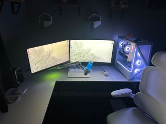 L shape gamer desk white