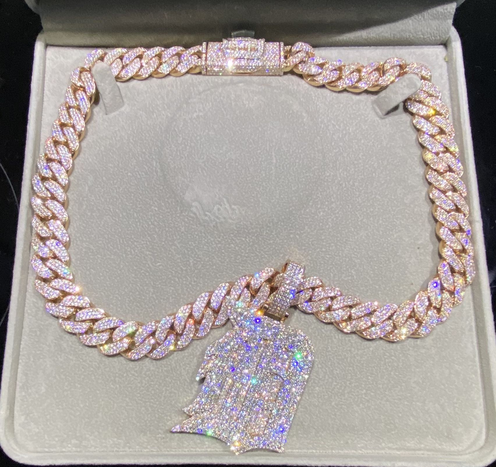 10K Rose Gold Cuban link Chain & Pendent (20 inch)