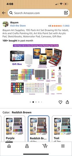 iBayam Art Supplies, 195 Pack Art Set Drawing Kit for Adult, Arts and Crafts Painting Kit, Art Kits Paint Set with Acrylic Pad, Sketchbooks, Watercolo