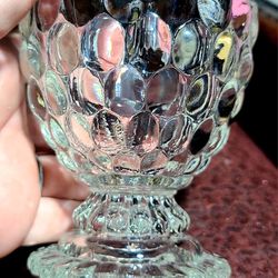 Avon Ovalique Bubble Glass Footed Candle Holder

