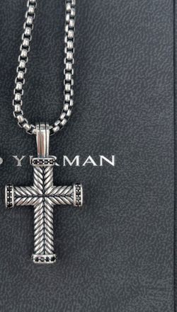 David Yurman Silver Cross Pendant Necklace