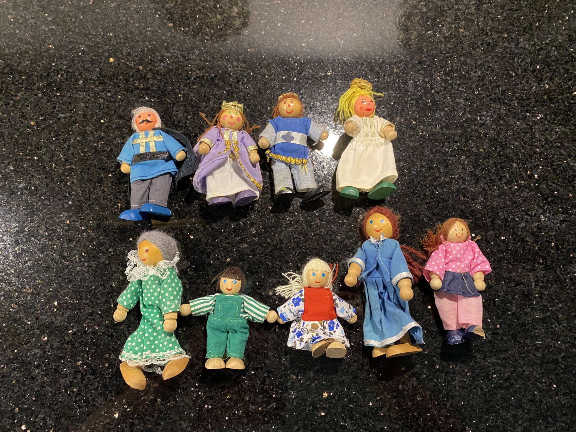 Vintage Lot of 9 Melissa & Doug Adorable Wooden Dolls w/Flexible Arms, Legs Rare