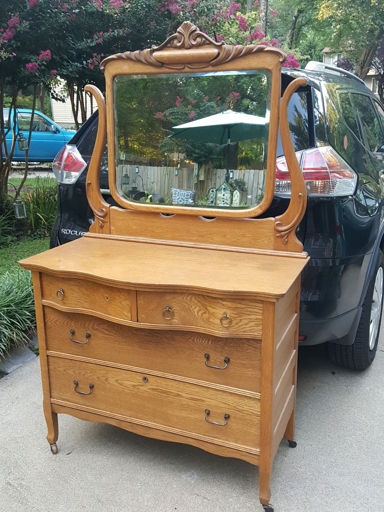 gorgeous solid wood dresser /mirror