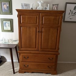 Solid Oak Armoire / Storage Cabinet – Beautiful Wood