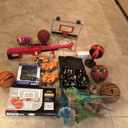 Toys For Kids,70 Plus Hot wheels Cars,mini Spalding Basketball Rim,mini Boxing Bag,mini Goaliath Basketball Rim Etc…
