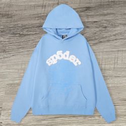 Sky Blue & White Sp5der Hoodie 