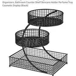 3 Tier Bathroom Counter Organizer Black Metal Vanity Storage Shelf 