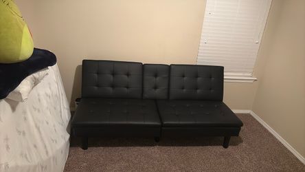 Black leather futon