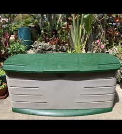 134 Gallon XL Rubbermaid Deck Box: 55”W x 26”D x 24.5”