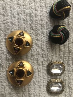 Stud earrings antique gold crystal black multi and any gold white crystals 8.00each