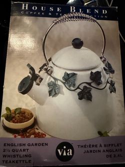 house blend coffee & tea collection english garden tea kettle