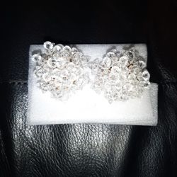 Cluster Diamond Style Earrings, Clip On, Firm