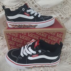 Vans Off The Wall, Filmore, Flame With Checkerboard, Kids Size Youth 12
