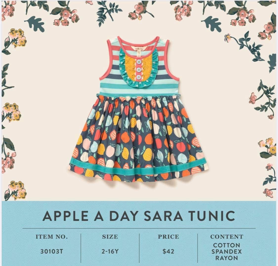 Girls Size 6 MATILDA JANE Wonderment Apple A Day Sara Tunic Top Multicolor