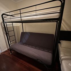 Brand New Bunk Bed / Twin Over Futon Queen / Brand New Queen Memory Foam Mattress 