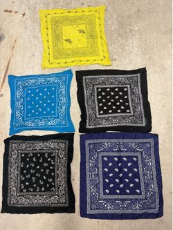 Vibrant And Detailed Set Of 5 Handkerchiefs Scarves