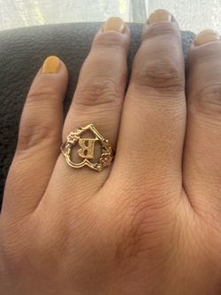 14 k letter B ring size 7