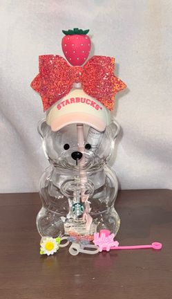 2026 Starbucks Bearista Bear Pink Drink Glass Cup From U.S. Stores Ships In 24hr