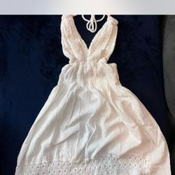 Blanco By Nature White Lace Halter Sundress