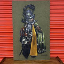 Mid Century Oil Painting on Burlap