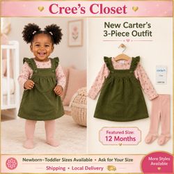 NWT Carter’s Baby Girl 3-Piece Floral Corduroy Jumper Set