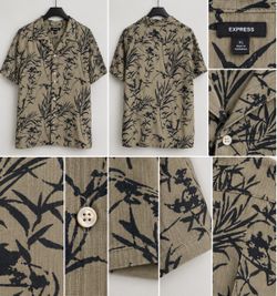 Express Tropical Print Short Sleeve Shirt XL