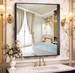 Black Framed Rectangular Wall Mirror