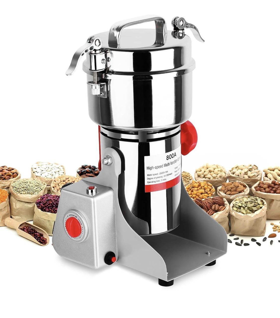 Electric Grain Grinder Mill 1000g High-speed Spice Herb Mill Commercial Powder Machine for Dry Cereals Grain Herb Spice Coffee Corn Bean CE approved (