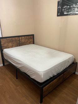 Full size bed frame including mattress