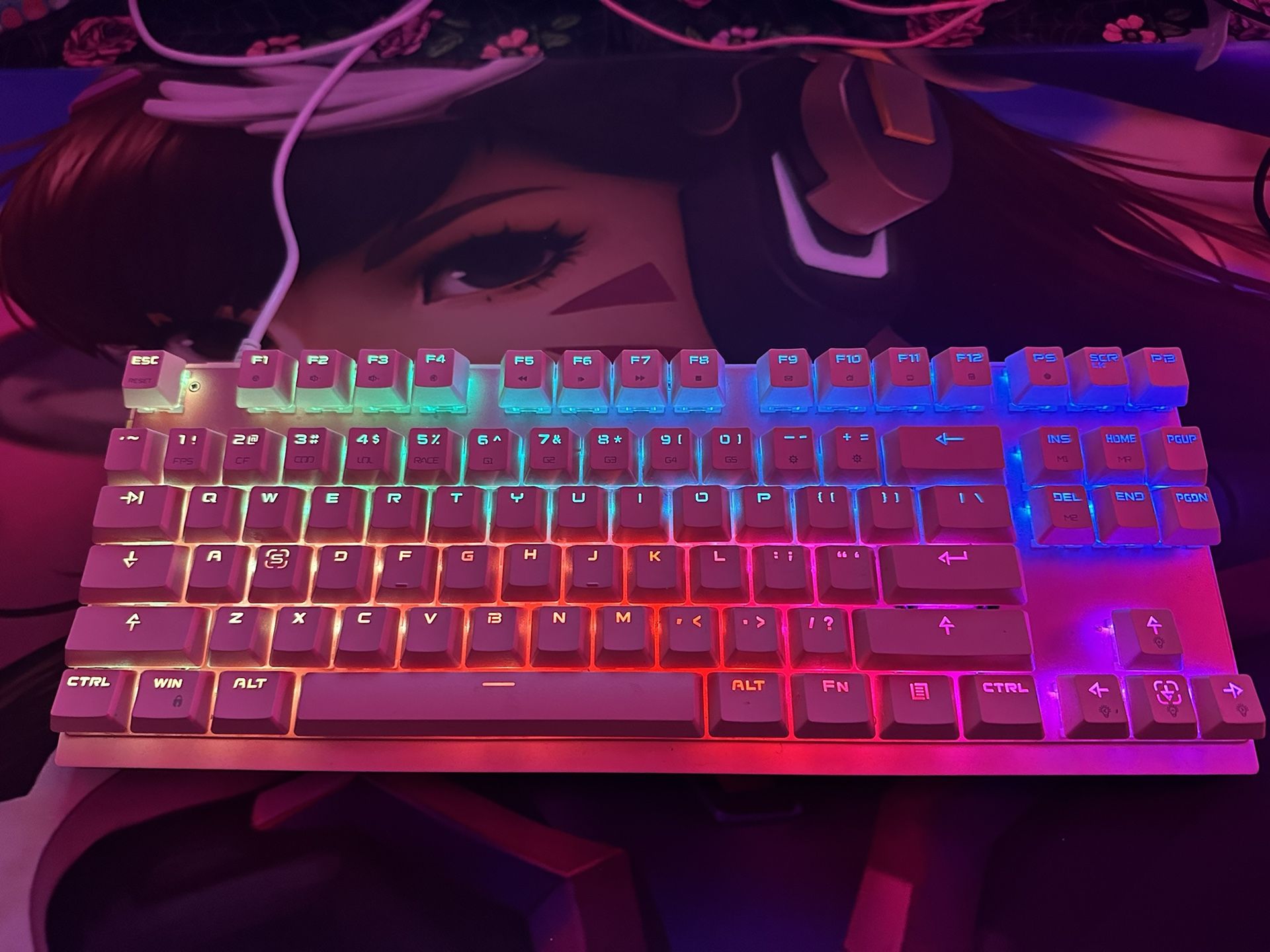 Pink Professional Gaming Mechanical Keyboard with RGB LED Backlit (Wired, 87-Key)