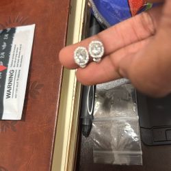 1 Carat Moissenitte Pierced Earrings Sterling Silver 