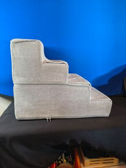 EHEYCIGA Dog Stairs for Bed 20" H, 4-Step Extra Wide Dog Steps, Light