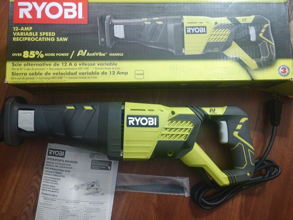 Ryobi 12A variable speed sawzall reciprocating saw brand new