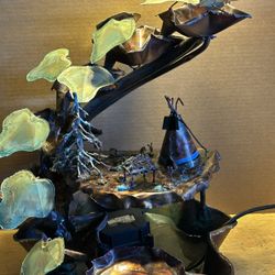 ARTIST 20"  BEAUTIFUL COPPER  WATERFALL WITH  FLOWING WATER
