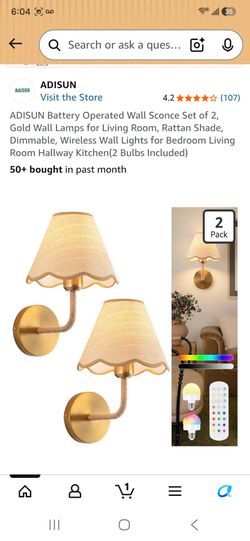 Brand New In Box 2 Pack Battery Operated Wall Lamps Sconces
