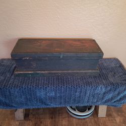 Toolbox - Vintage - Lid With Brass Hinges And Chains