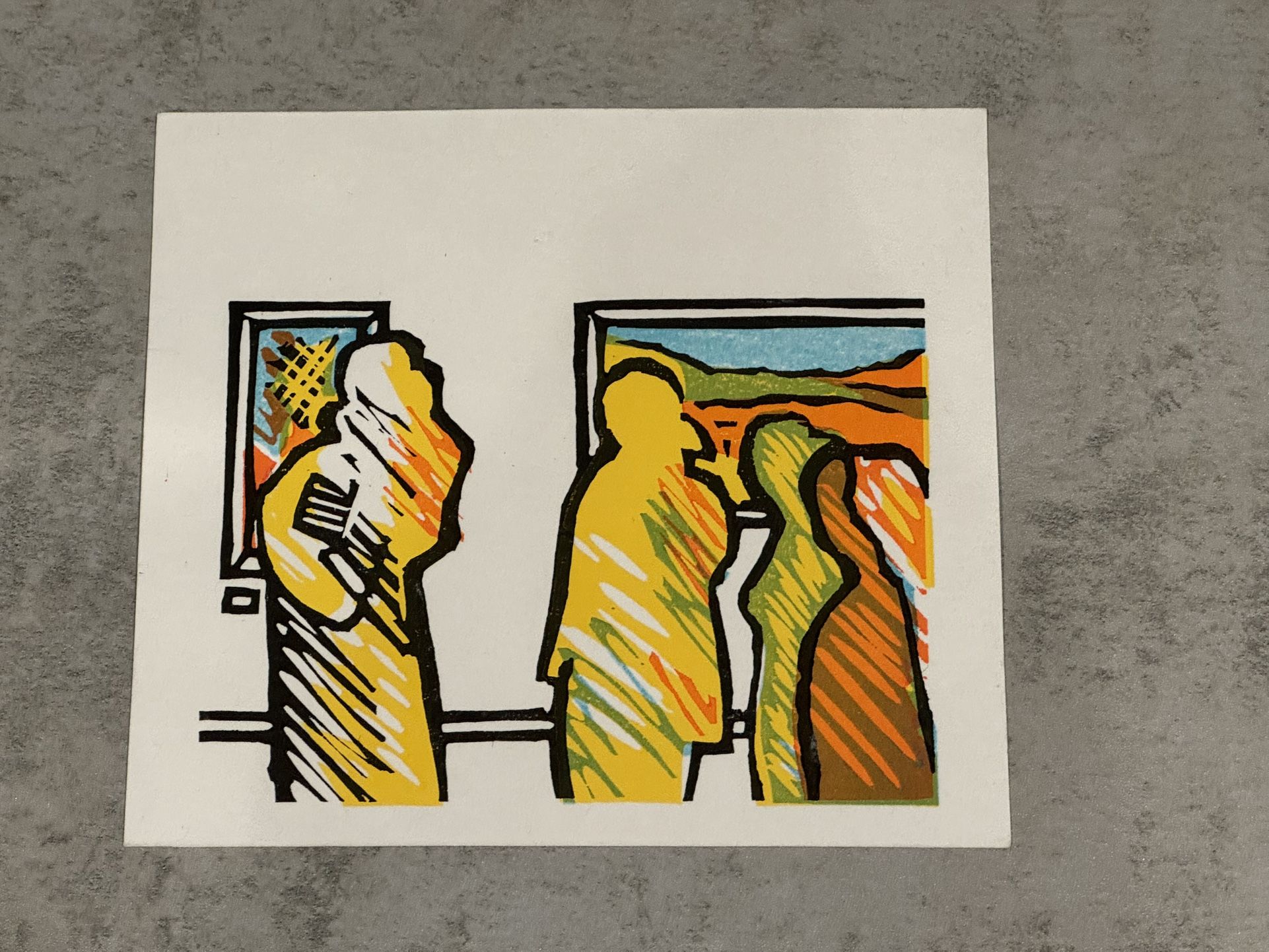 Yoshisuke Funasaka - Listed Japanese Artist Woodblock Print "Art Gallery"