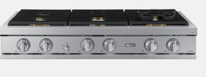 New Dacor DTT48T960GS - 48” Built In Rangetop w 6 Burners Stainless Steel stove gold Accents