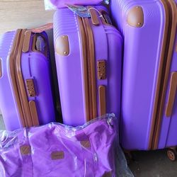 Set Maletas Morado 28,25,20 Inches Más 2 Bolsas 