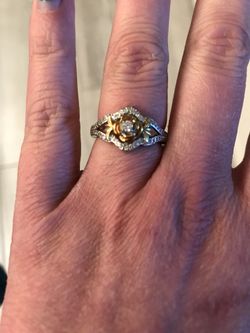 Silver And Rose Gold Diamond Ring 