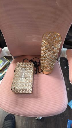 Rose gold desk light and tissue box holder